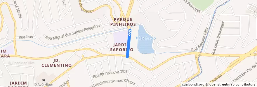 Mapa del recorrido JD. LEME / CENTRO de la línea  en Taboão da Serra.