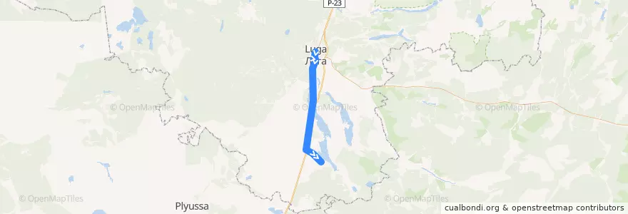 Mapa del recorrido Автобус № 130А: Луга => Володарскре de la línea  en Лужский район.
