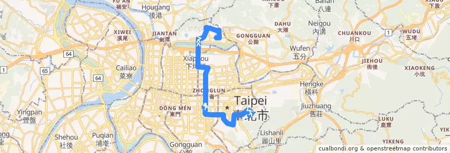 Mapa del recorrido 臺北市 33 永春高中-大直美麗華 (往大直美麗華) de la línea  en تایپه.