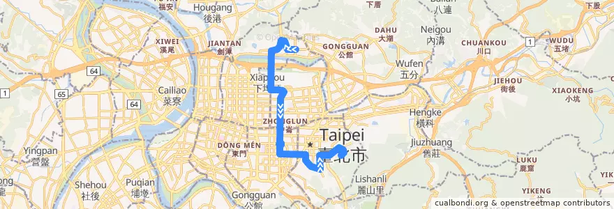 Mapa del recorrido 臺北市 33 永春高中-大直美麗華 (往永春高中) de la línea  en Taipéi.