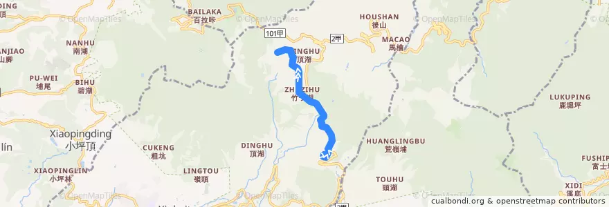 Mapa del recorrido 臺北市 花季專車131區 第二停車場-竹子湖 de la línea  en 北投區.