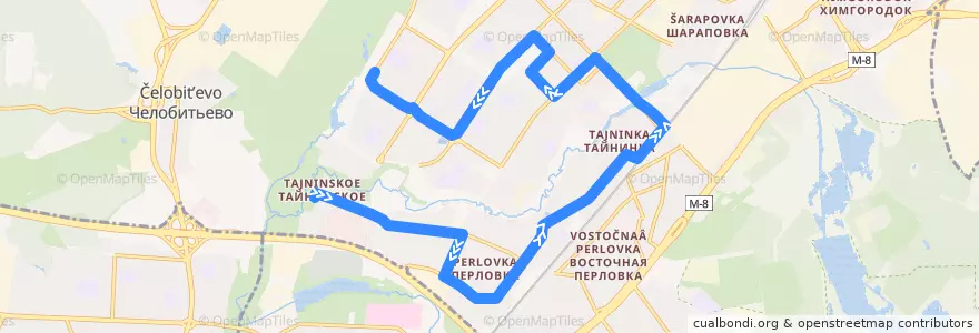 Mapa del recorrido Автобус 2: Тайнинское => Улица Борисовка de la línea  en городской округ Мытищи.