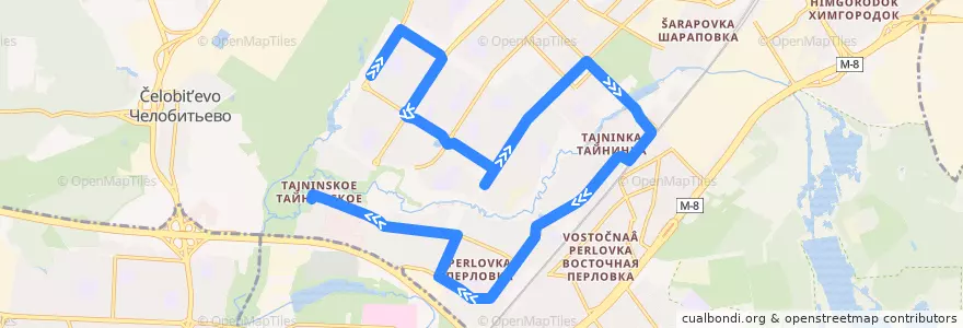 Mapa del recorrido Автобус 2: Улица Борисовка => Тайнинское (через НИИОХ) de la línea  en городской округ Мытищи.