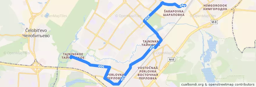 Mapa del recorrido Автобус 7: Станция Мытищи => Тайнинское de la línea  en городской округ Мытищи.