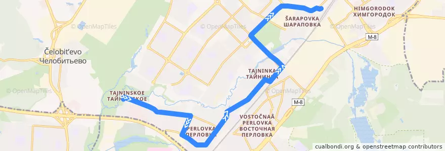 Mapa del recorrido Автобус 7: Тайнинское => Станция Мытищи de la línea  en городской округ Мытищи.