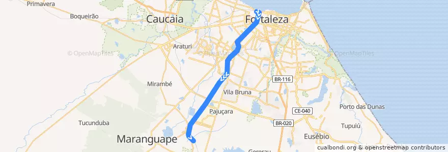 Mapa del recorrido Linha Sul: Central-Chico da Silva ⇒ Carlito Benevides de la línea  en Microrregião de Fortaleza.