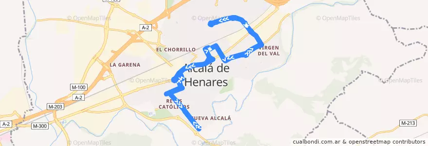 Mapa del recorrido Bus Línea 5: Nueva Rinconada - Plaza de la Paz de la línea  en Alcalá de Henares.