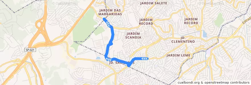 Mapa del recorrido JD. SAINT MORRITH/ CENTRO de la línea  en Taboão da Serra.