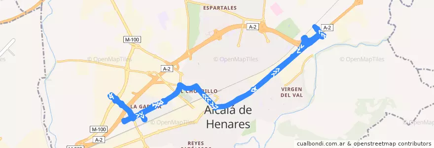 Mapa del recorrido Bus Línea 11: La Garena - Estación de Alcalá Universidad de la línea  en القلعة الحجارة.