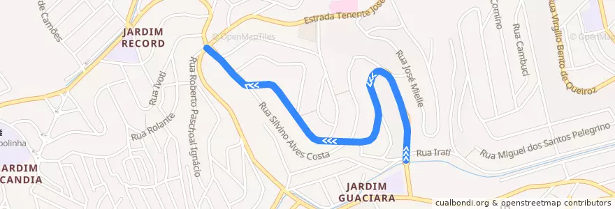 Mapa del recorrido JD. SAINT MORRITH / CENTRO de la línea  en Taboão da Serra.