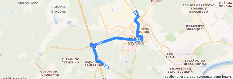 Mapa del recorrido Автобус №44: Вокзал - Лесопарк de la línea  en городской округ Ступино.