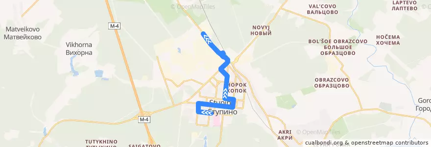 Mapa del recorrido Автобус №7: Улица Калинина - МТС de la línea  en City district Stupino.