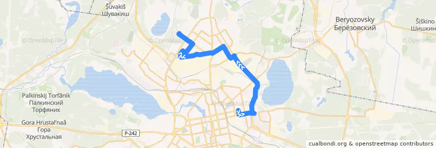 Mapa del recorrido Автобус 033. УрФУ - Парк Победы de la línea  en городской округ Екатеринбург.