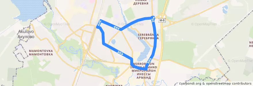 Mapa del recorrido Автобус 12: Станция Пушкино => Станция Пушкино (внешнее кольцо) de la línea  en Пушкинский городской округ.