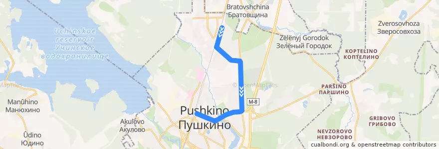 Mapa del recorrido Автобус 14: Заветы Ильича => Станция Пушкино de la línea  en Пушкинский городской округ.