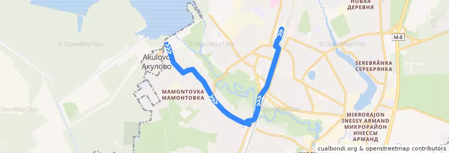 Mapa del recorrido Автобус 9: Акулово => Станция Пушкино de la línea  en Пушкинский городской округ.