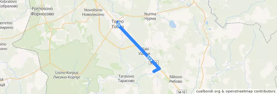 Mapa del recorrido Автобус № 314: Георгиевское => Тосно de la línea  en Тосненское городское поселение.