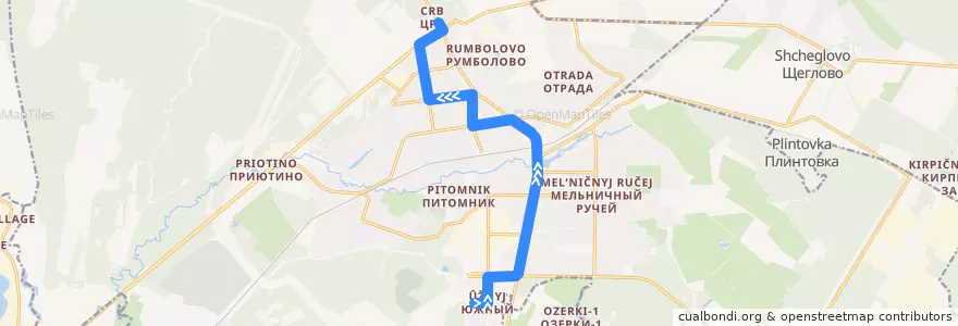 Mapa del recorrido Автобус № 11: микрорайон Южный => Центральная районная больница de la línea  en Город Всеволожск.