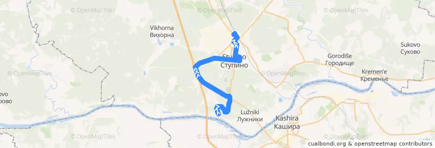 Mapa del recorrido Автобус №23 Соколова Пустынь - Вокзал (через Лесопарк) de la línea  en City district Stupino.