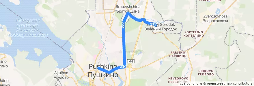 Mapa del recorrido Автобус 28: Костино => Пушкино de la línea  en Пушкинский городской округ.