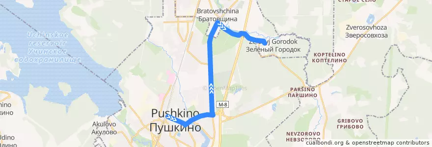 Mapa del recorrido Автобус 28: Пушкино => Костино de la línea  en Пушкинский городской округ.
