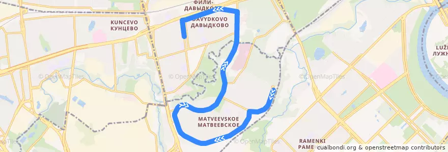 Mapa del recorrido Автобус 641: Матвеевское => Улица Ватутина de la línea  en Westlicher Verwaltungsbezirk.