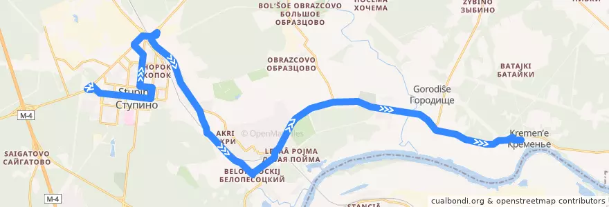 Mapa del recorrido Автобус №21: Ступино - Кременье de la línea  en городской округ Ступино.