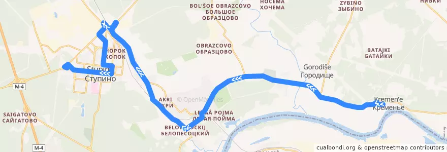 Mapa del recorrido Автобус №21: Кременье - Ступино de la línea  en городской округ Ступино.
