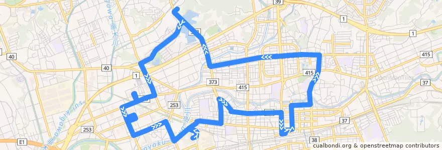 Mapa del recorrido 掛川市自主運行バス 市街地循環線 北回り de la línea  en 掛川市.