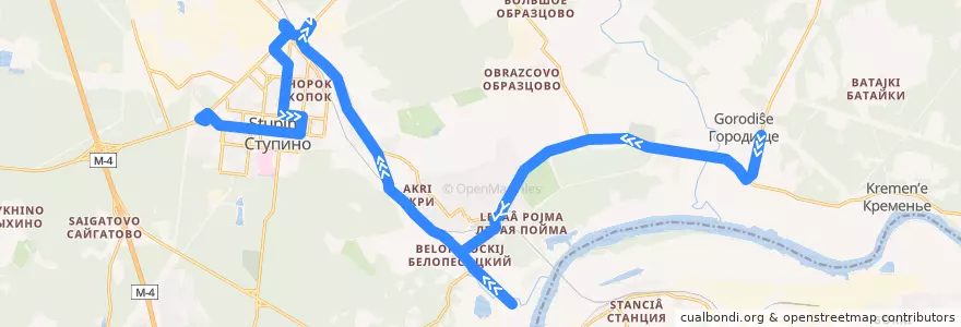 Mapa del recorrido Автобус №21: Городище - Ступино (через Монастырь) de la línea  en городской округ Ступино.