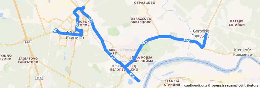 Mapa del recorrido Автобус №21: Ступино - Городище (через Монастырь) de la línea  en городской округ Ступино.