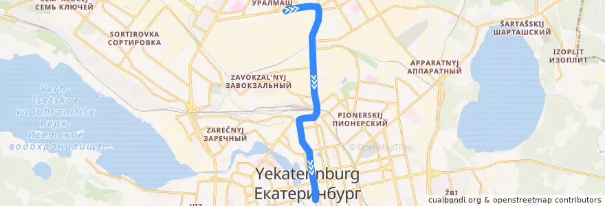Mapa del recorrido Троллейбус 17. Площадь 1-й Пятилетки - Розы Люксембург de la línea  en городской округ Екатеринбург.