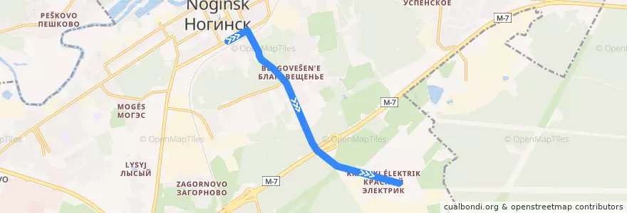 Mapa del recorrido Автобус 1 de la línea  en Богородский городской округ.