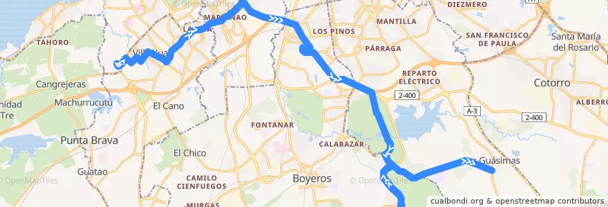 Mapa del recorrido Ruta 113 San Agustín => EXPOCUBA => Guasimas de la línea  en La Habana.