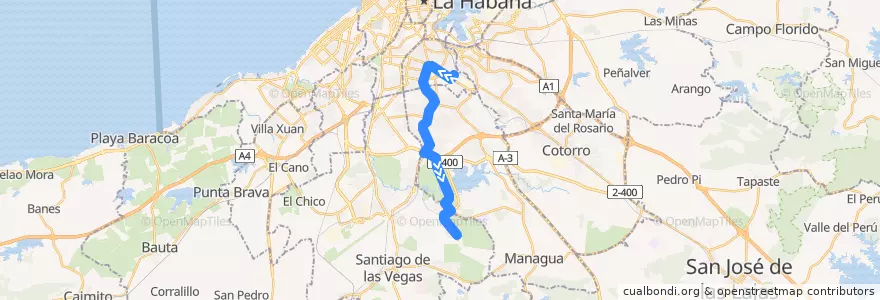 Mapa del recorrido Ruta 88 Lawton => EXPOCUBA de la línea  en La Habana.