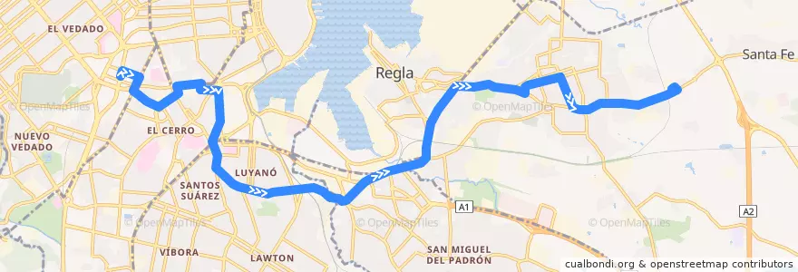 Mapa del recorrido Ruta A50 Plaza => Guanabacoa de la línea  en La Havane.