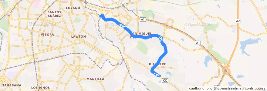 Mapa del recorrido Ruta A1 Rosita - Czda. San Miguel - Virgen del Camino de la línea  en San Miguel del Padrón.