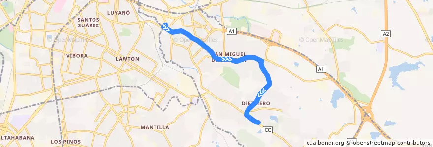 Mapa del recorrido Ruta A1 Virgen del Camino - Czda. San Miguel - Rosita de la línea  en San Miguel del Padrón.