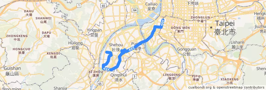 Mapa del recorrido 臺北市 234 捷運西門站-板橋 (返程) de la línea  en تايبيه الجديدة.