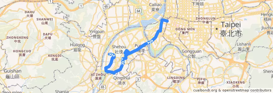 Mapa del recorrido 臺北市 234 板橋-捷運西門站 (往程) de la línea  en 新北市.