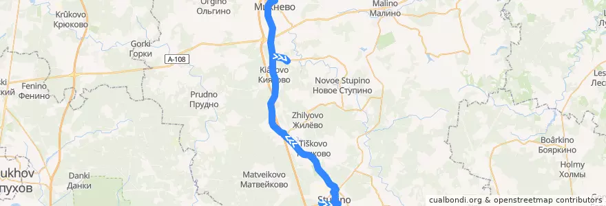 Mapa del recorrido Автобус №24: Ступино - Михнево (через Шугарово) de la línea  en городской округ Ступино.