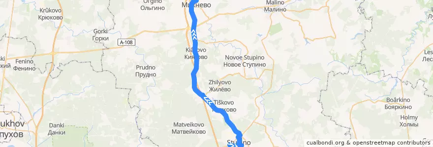 Mapa del recorrido Автобус №24: Ступино - Михнево de la línea  en городской округ Ступино.