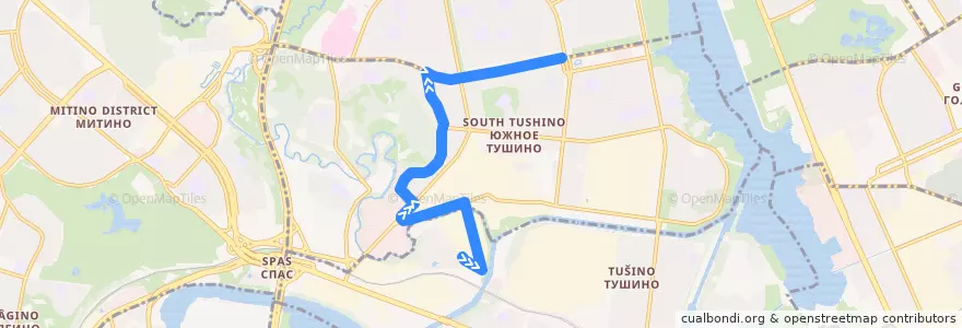Mapa del recorrido Автобус №432: 1-й Тушинский проезд - метро Сходненская de la línea  en Северо-Западный административный округ.