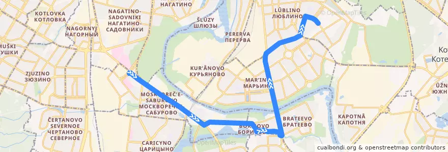 Mapa del recorrido Автобус 415: Метро "Каширская" - ТЦ Москва de la línea  en Москва.