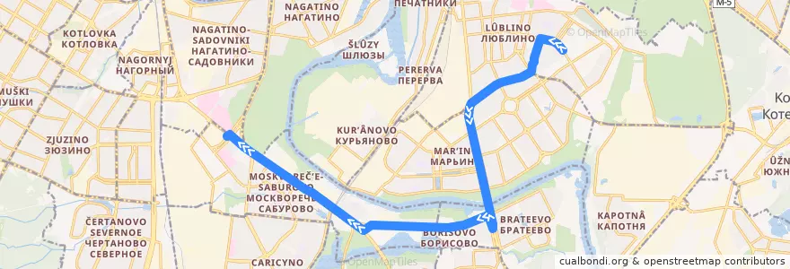 Mapa del recorrido Автобус 415: ТЦ Москва - Метро "Каширская" de la línea  en Москва.