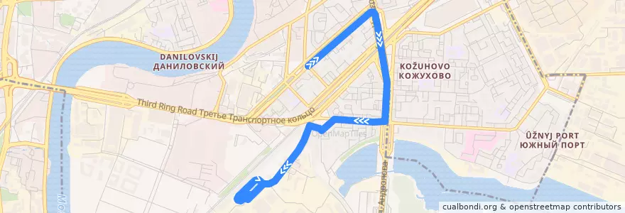 Mapa del recorrido Автобус 322: Метро "Автозаводская" => Станция ЗИЛ de la línea  en Москва.