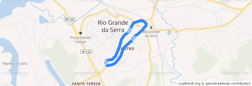 Mapa del recorrido SAO BERNARDO DO CAMPO - RIO GRANDE DA SERRA de la línea  en Rio Grande da Serra.
