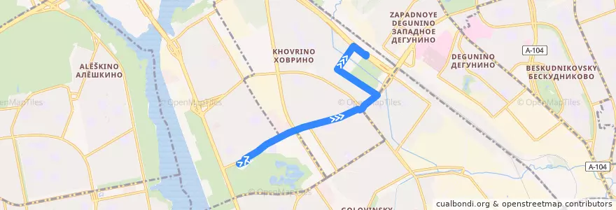 Mapa del recorrido Автобус №188: Метро "Речной вокзал" - станция Ховрино de la línea  en Северный административный округ.