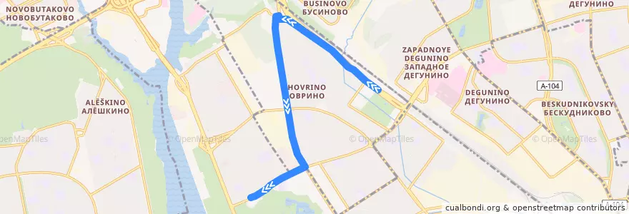 Mapa del recorrido Автобус №188: станция Ховрино - Метро "Речной Вокзал" de la línea  en Северный административный округ.