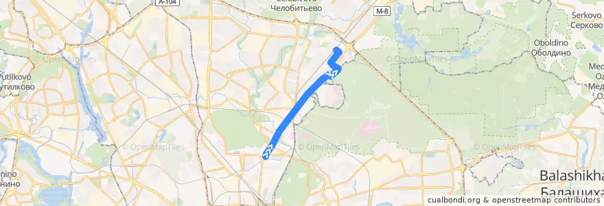 Mapa del recorrido Автобус 375: Метро «ВДНХ» => Платформа Лось de la línea  en Nordöstlicher Verwaltungsbezirk.
